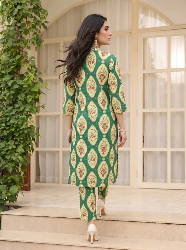 Green_Cotton_Straight_Printed_Kurta_Set_For_Women