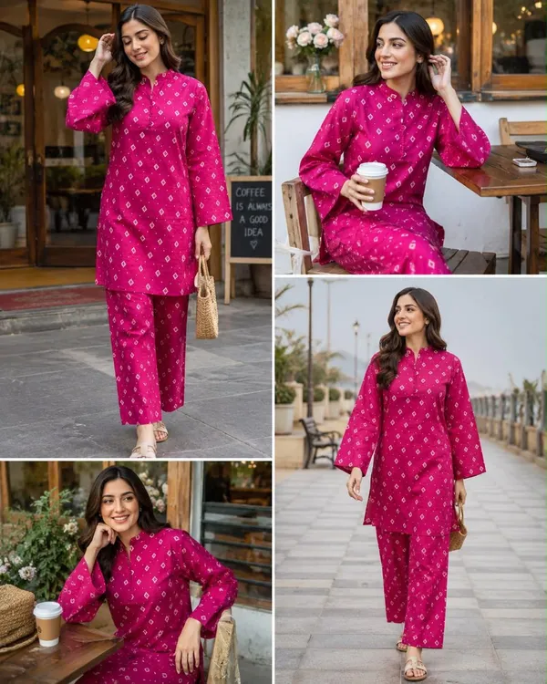 Pink_Cotton_Straight_Geometric_Print_Kurta_Set_For_Women