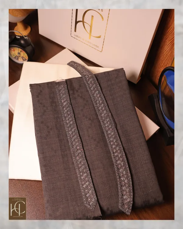 Yamni_Dark_Grey_Self_Border_Premium_Embroidered_Unstitched_Kurta_Pajama_For_Men_Set_Dark_Grey