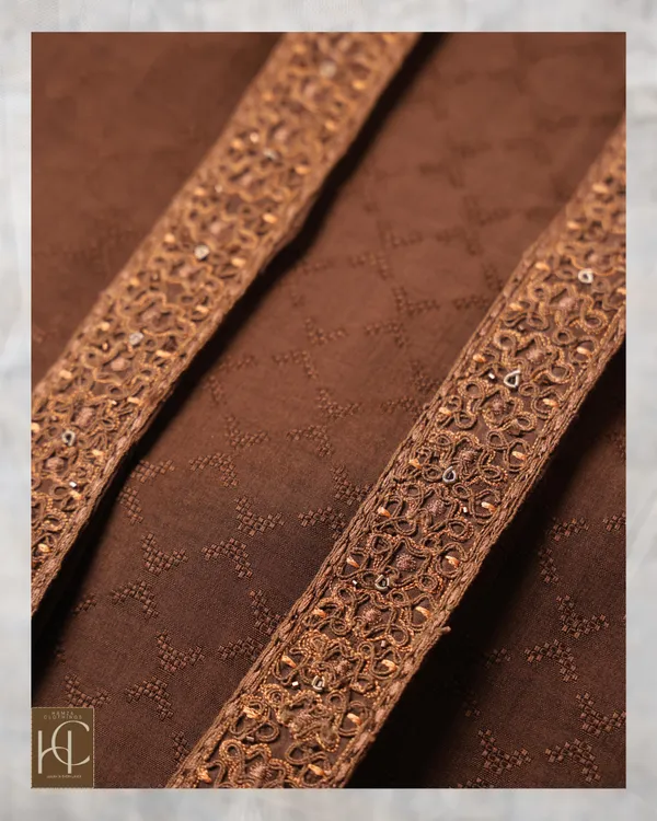Yamni_Brown_Premium_Embroidered_Unstitched_Kurta_Pajama_For_Men_Set_Brown