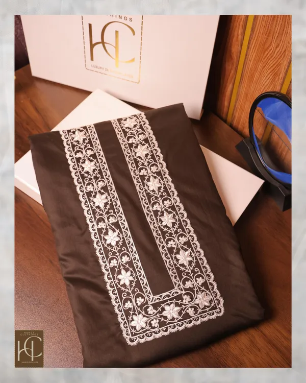 Taimoor_Kurta_Pajama_For_Men_Blackist_Brown_Resham_Embroidery_Collection_Blackist_Brown