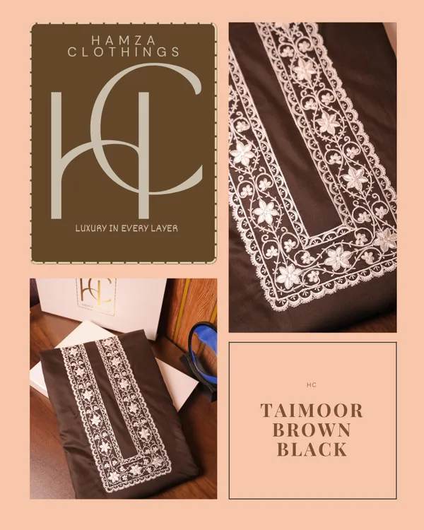Taimoor_Kurta_Pajama_For_Men_Blackist_Brown_Resham_Embroidery_Collection_Blackist_Brown