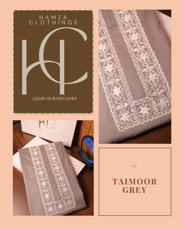 Taimoor_Kurta_Pajama_For_Men_Grey_Resham_Embroidery_Collection_Grey