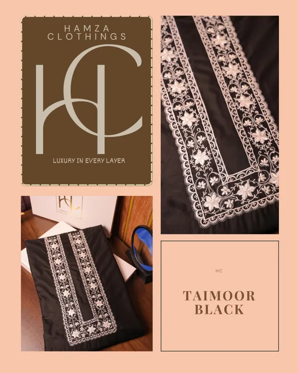 Taimoor_Kurta_Pajama_For_Men_Black_Resham_Embroidery_Collection_Black
