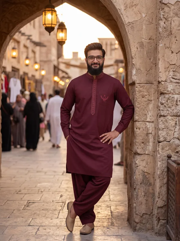 Egyptian_Cotton_Kurta_Pajama_For_Men_Majanta_Wine_Majanta_Wine