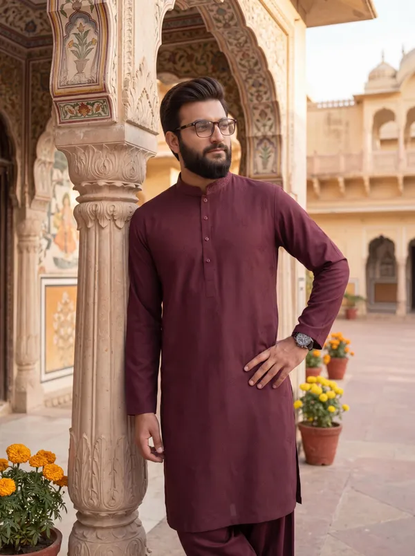 Royal_Armani_Classic_Kurta_Pajama_For_Men_Wine_Wine