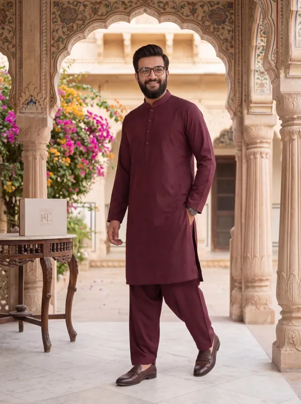 Royal_Armani_Classic_Kurta_Pajama_For_Men_Wine_Wine