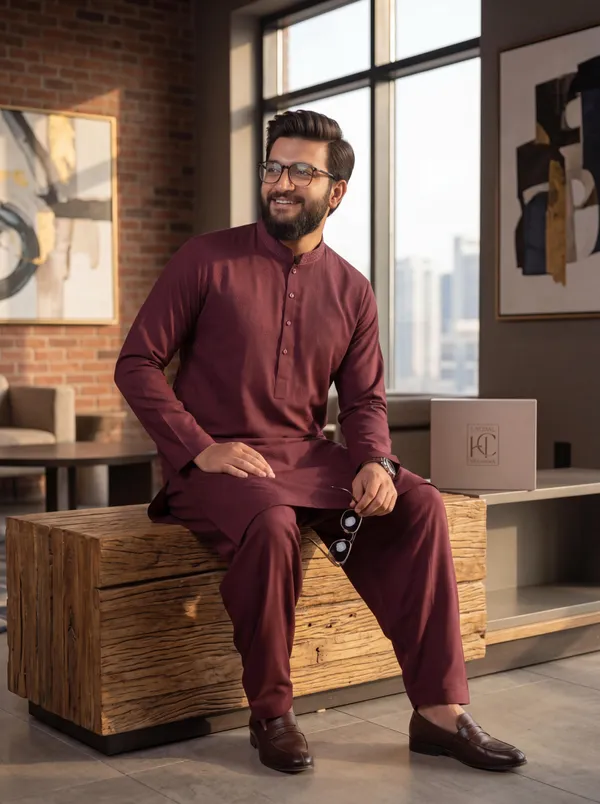 Royal_Armani_Classic_Kurta_Pajama_For_Men_Wine_Wine