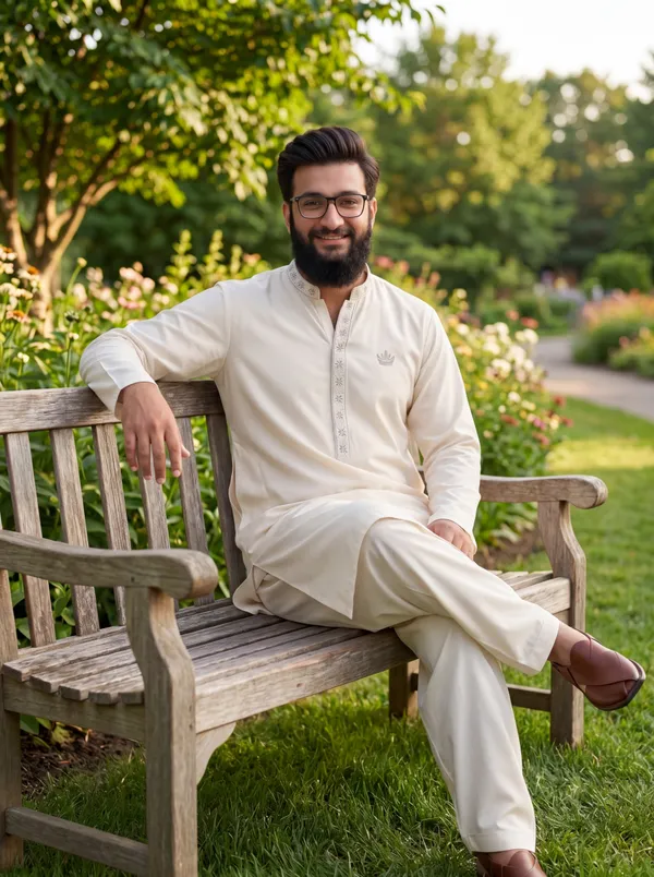 Pashto_Afghan_Kurta_Pajama_For_Men_Off_Warm_Grey_Handmade_Resham_Work