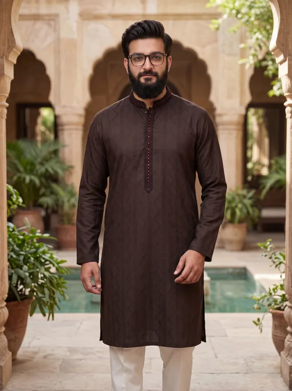 Yamni_Black_Premium_Embroidered_Unstitched_Kurta_Pajama_For_Men_Set_2