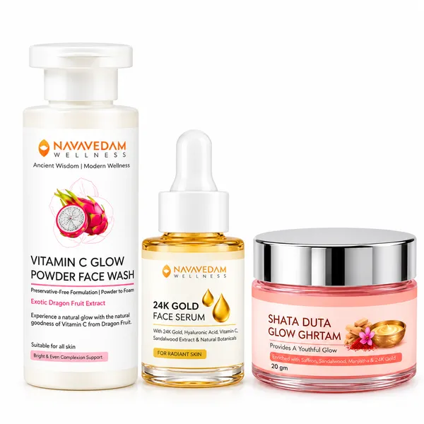 Radiance_Look_Face_Care_Combo_|_Vitamin_C_Glow_Face_Wash,_24K_Gold_Serum_&_Shata_Duta_Glow_Ghrtam_|_Navavedam_Wellness