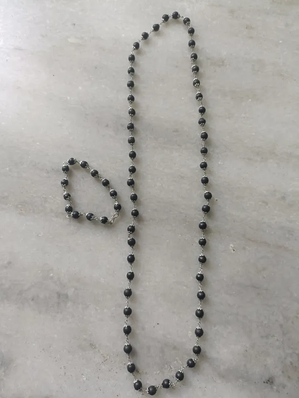 Premium_Karungali_Mala_And_Bracelet_Combo_With_German_Silver_Capping