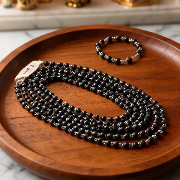 Premium_Karungali_Mala_And_Bracelet_Combo_With_German_Silver_Capping
