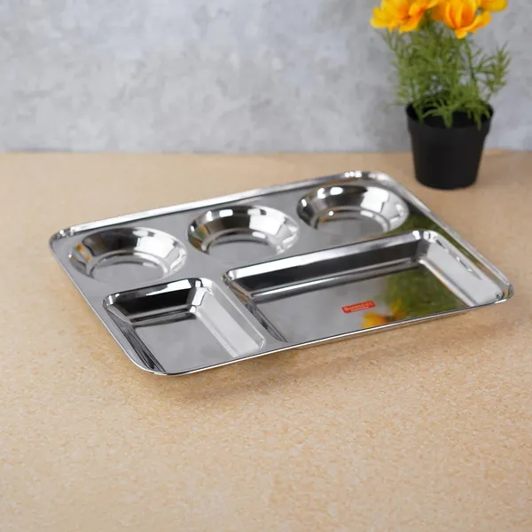 Silver_Stainless_Steel_Mirror_Finish_5_Compartment_Partition_Dinner_Thali_Pack_Of_2
