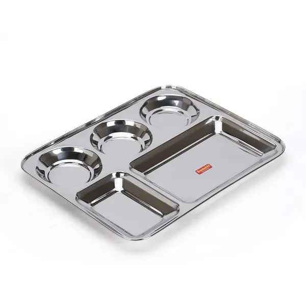 Silver_Stainless_Steel_Mirror_Finish_5_Compartment_Partition_Dinner_Thali_Pack_Of_2
