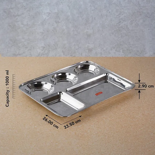 Silver_Stainless_Steel_Mirror_Finish_5_Compartment_Partition_Dinner_Thali_Pack_Of_2