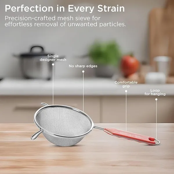 Red__And_Silver_Stainless_Steel_Fine_Mesh_Round_Kitchen_Strainer_Pack_Of_2