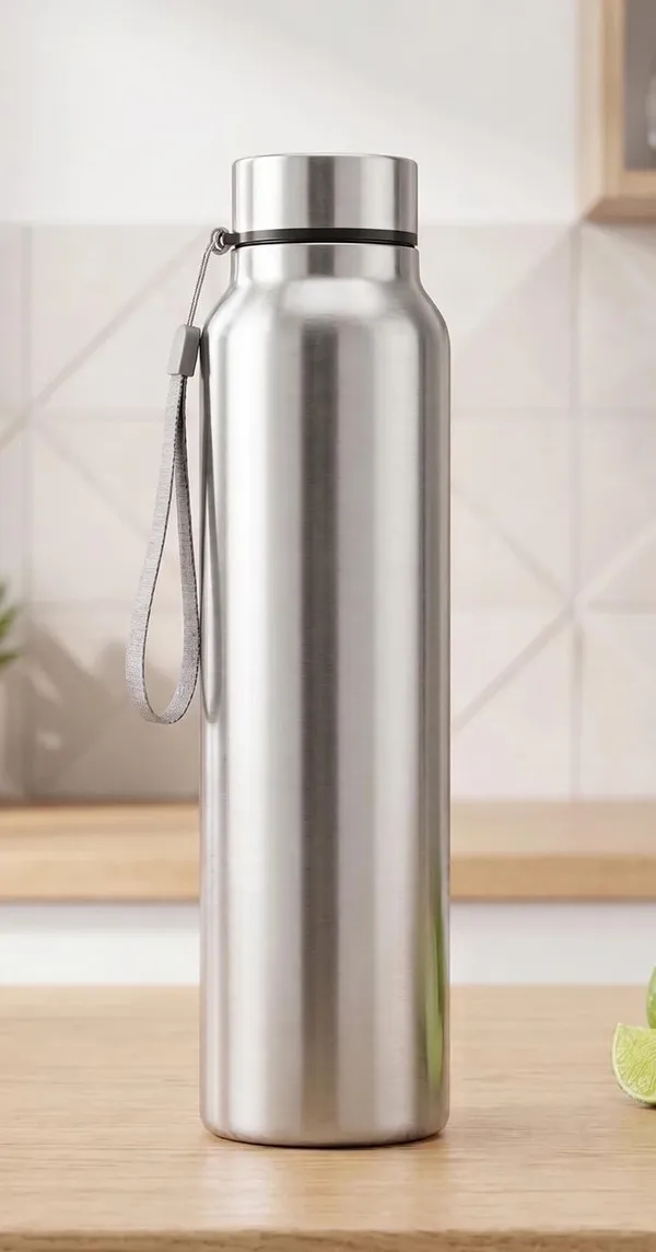 Silver_Stainless_Steel_Leak_Proof_1000_Ml_Water_Bottle_With_Carry_Strap
