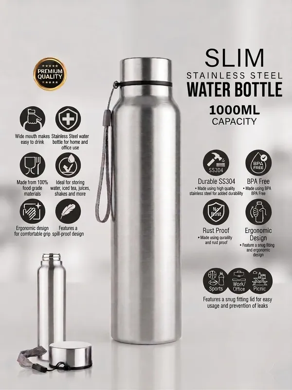 Silver_Stainless_Steel_Leak_Proof_1000_Ml_Water_Bottle_With_Carry_Strap