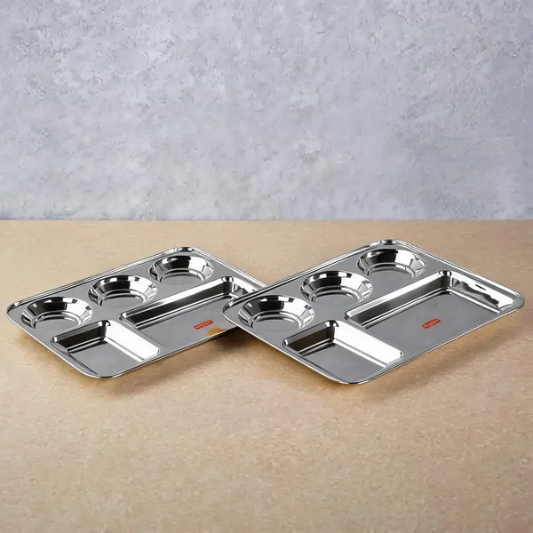 Silver_Stainless_Steel_Mirror_Finish_5_Compartment_Partition_Dinner_Thali_Pack_Of_2