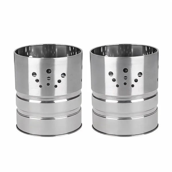 Silver_Stainless_Steel_Modern_Round_Cutlery_Holder_With_Drainage_Holes_Pack_Of_2