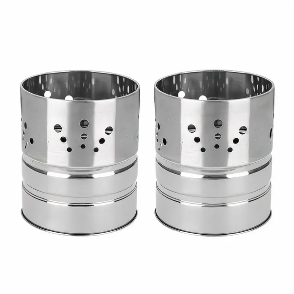 Silver_Stainless_Steel_Modern_Round_Cutlery_Holder_With_Drainage_Holes_Pack_Of_2