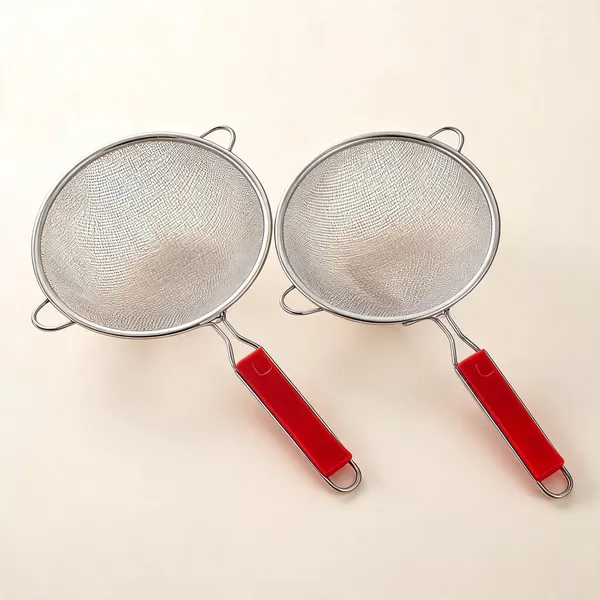 Red__And_Silver_Stainless_Steel_Fine_Mesh_Round_Kitchen_Strainer_Pack_Of_2