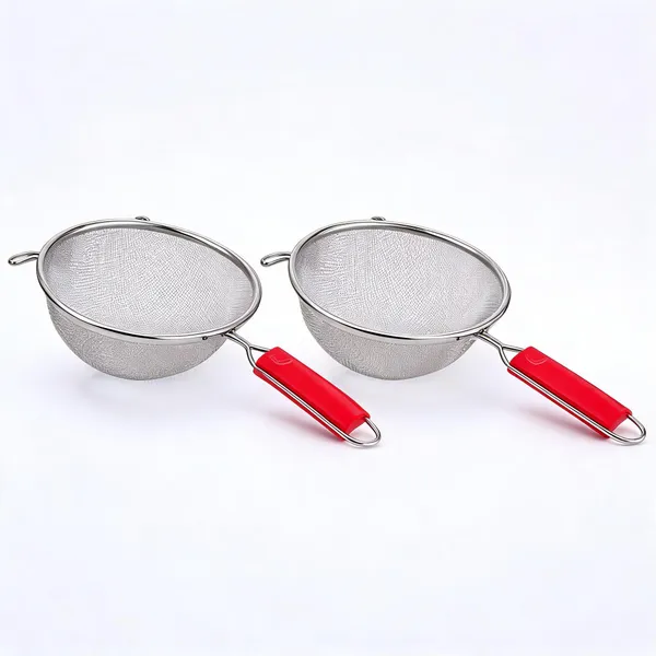 Red__And_Silver_Stainless_Steel_Fine_Mesh_Round_Kitchen_Strainer_Pack_Of_2