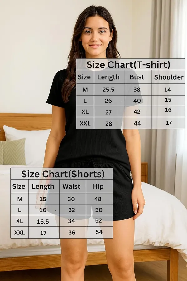 Women_S_Cotton_Ribbed_T_Shirt_And_Shorts_Set