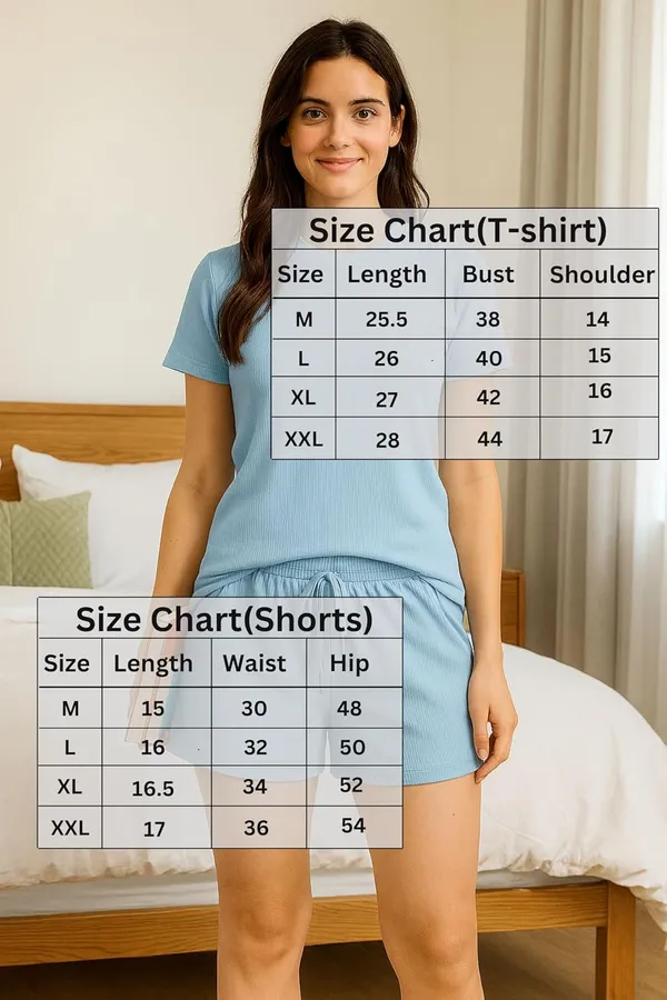 Women_S_Cotton_Ribbed_T_Shirt_And_Shorts_Set