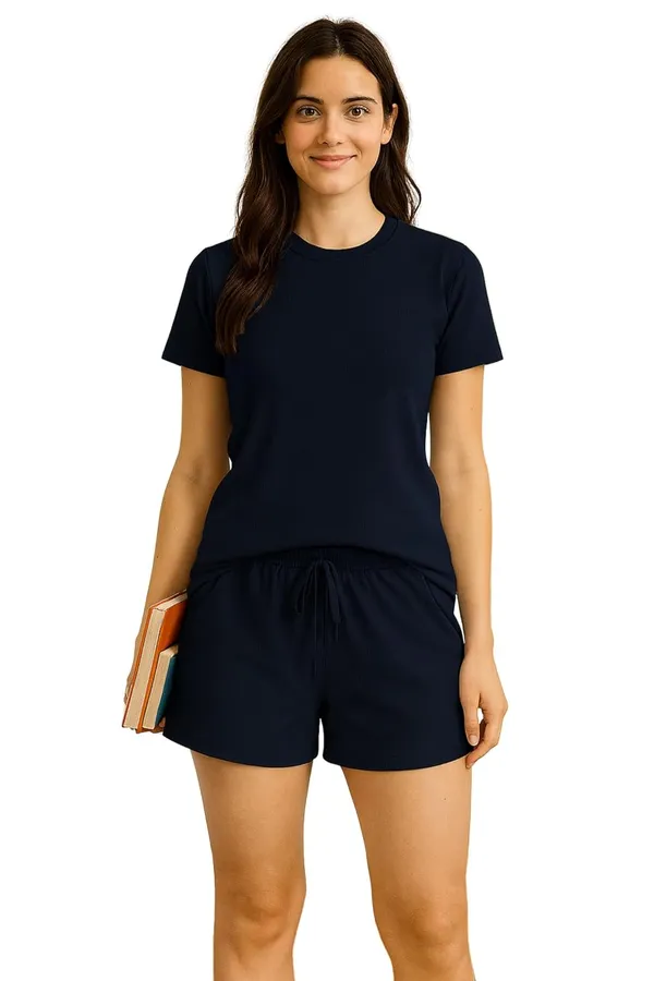 Women_S_Cotton_Ribbed_T_Shirt_And_Shorts_Co_Ord_Set