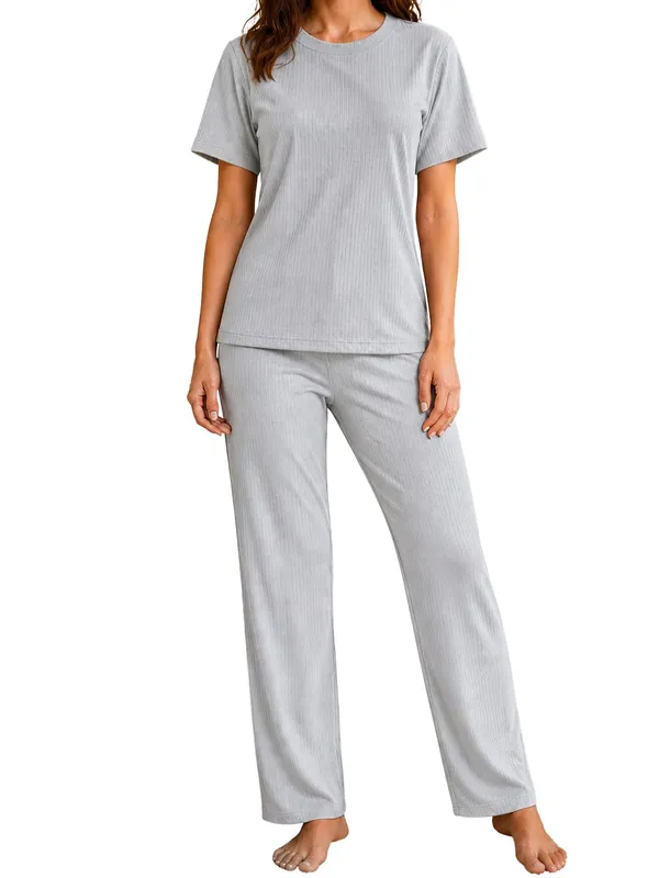 Women_S_Ribbed_Cotton_Pajama_Set