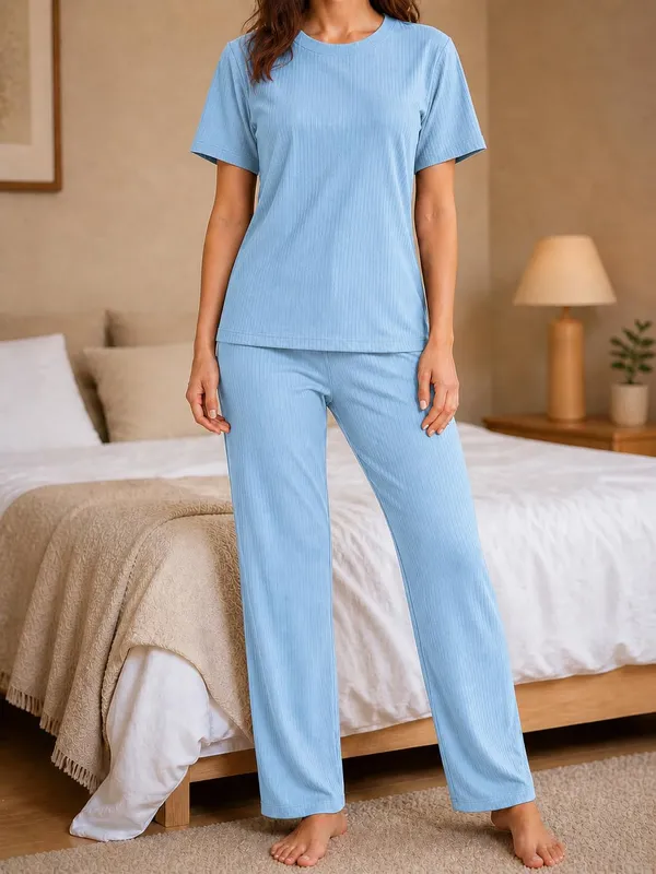 Women_S_Ribbed_Cotton_Pajama_Set