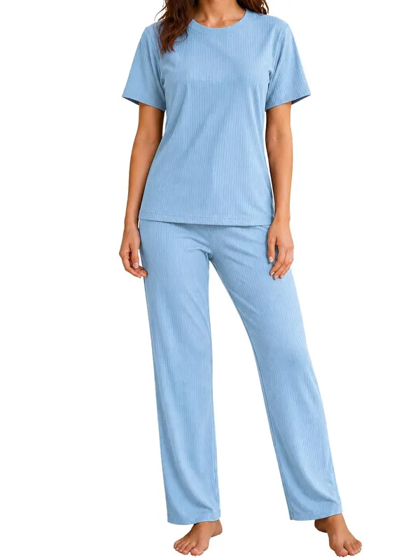 Women_S_Ribbed_Cotton_Pajama_Set