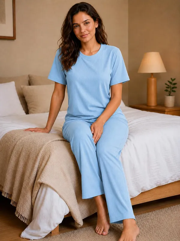 Women_S_Ribbed_Cotton_Pajama_Set