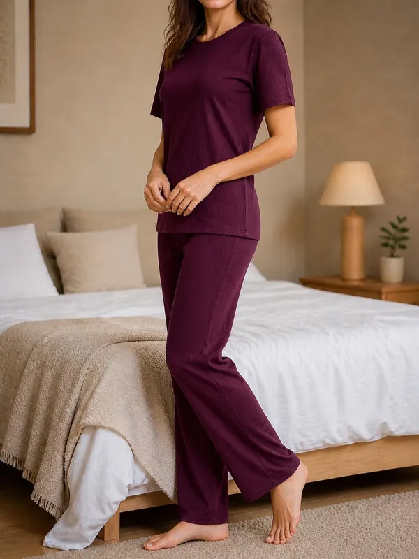 Women_S_Ribbed_Cotton_Pajama_Set