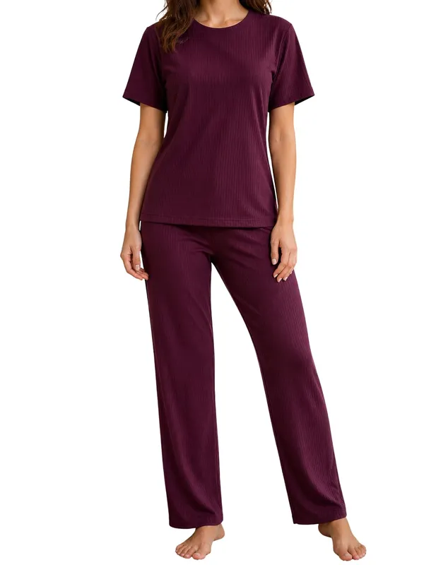 Women_S_Ribbed_Cotton_Pajama_Set
