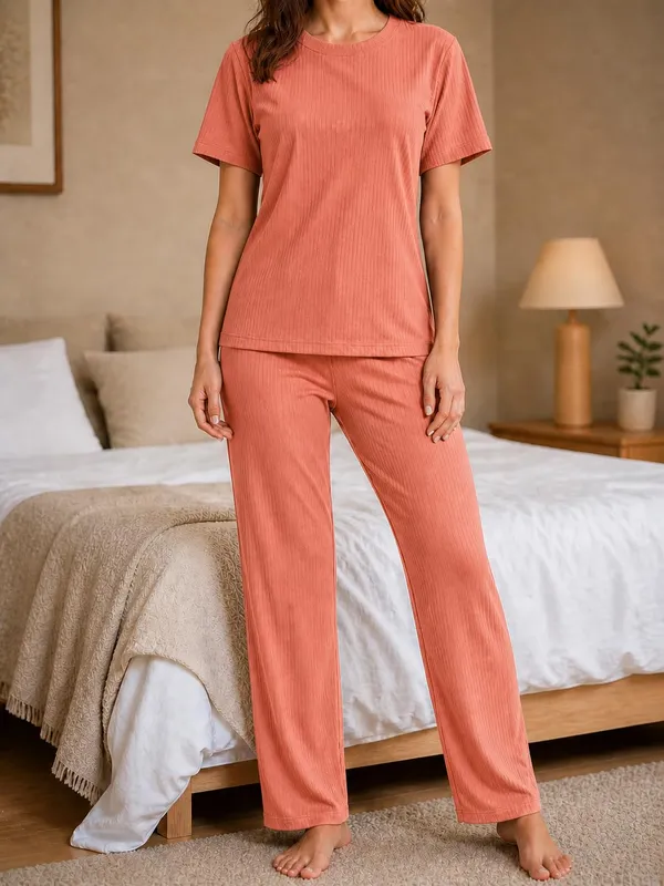 Women_S_Ribbed_Cotton_Pajama_Set
