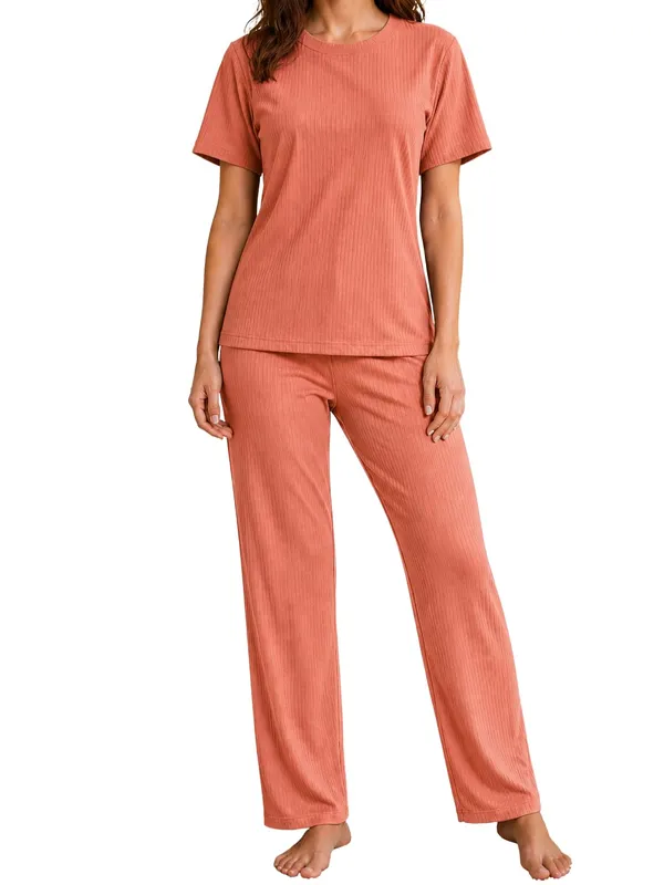 Women_S_Ribbed_Cotton_Pajama_Set