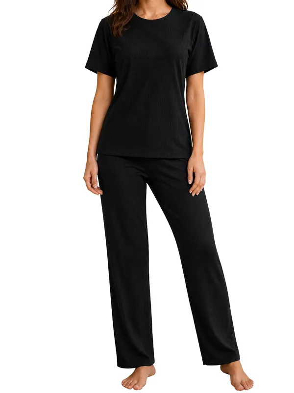 Women_S_Ribbed_Cotton_Pajama_Set