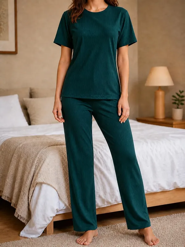 Women_S_Ribbed_Cotton_Pajama_Set