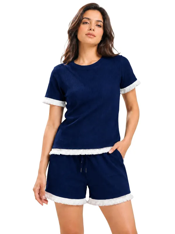 Women_S_Ribbed_T_Shirt_And_Shorts_Set