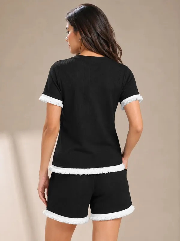 Women_S_Ribbed_T_Shirt_And_Shorts_Co_Ord_Set