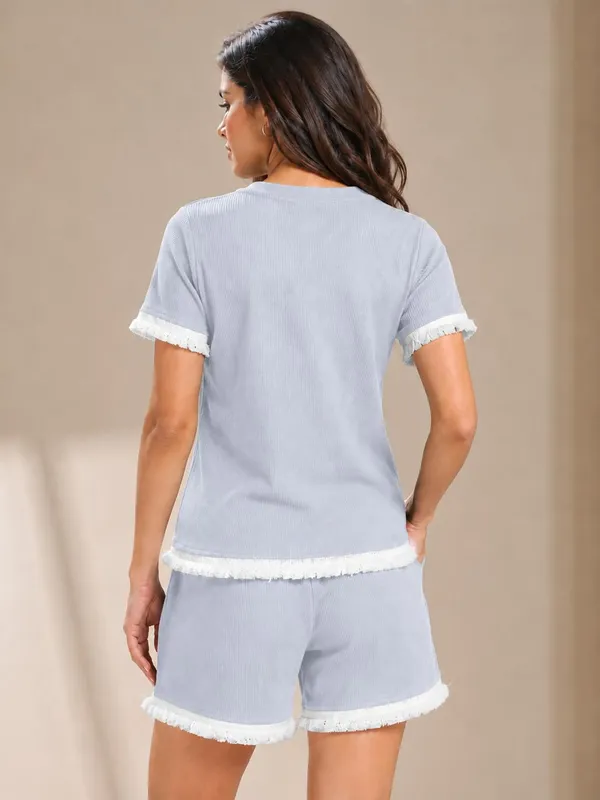 Women_S_Ribbed_T_Shirt_And_Shorts_Set