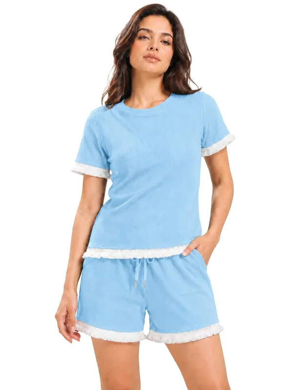 Women_S_Ribbed_T_Shirt_And_Shorts_Co_Ord_Set