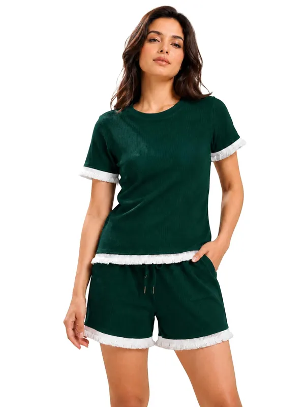 Women_S_Ribbed_T_Shirt_And_Shorts_Set