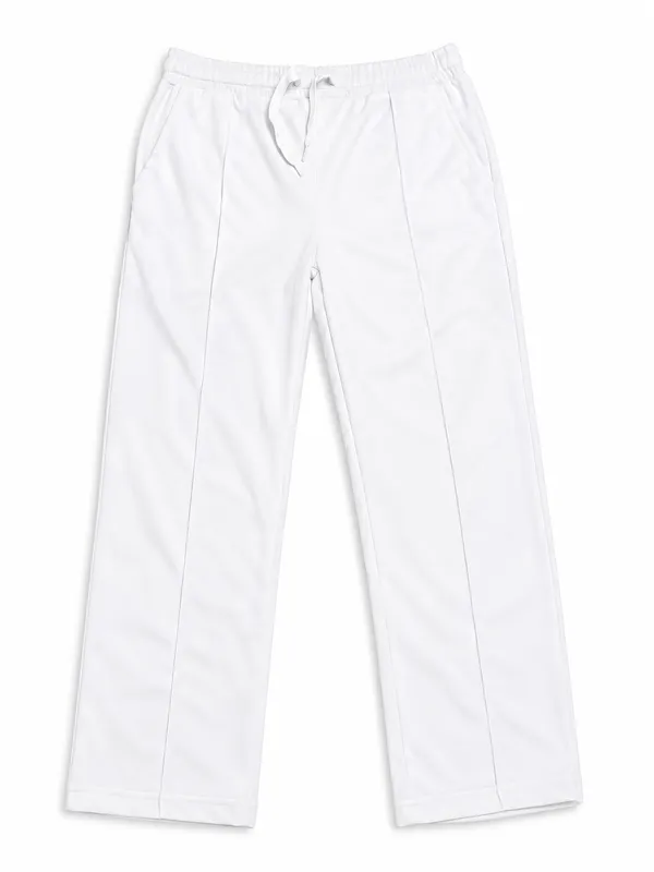 White_Polyester_Straight_Fit_Drawstring_Trousers_For_Men