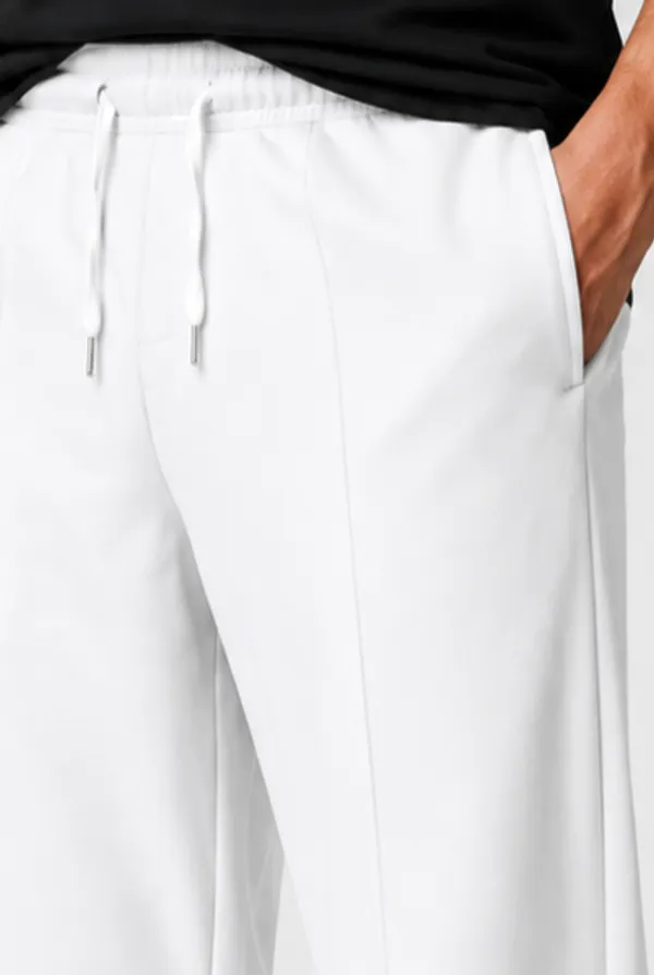 White_Polyester_Straight_Fit_Drawstring_Trousers_For_Men