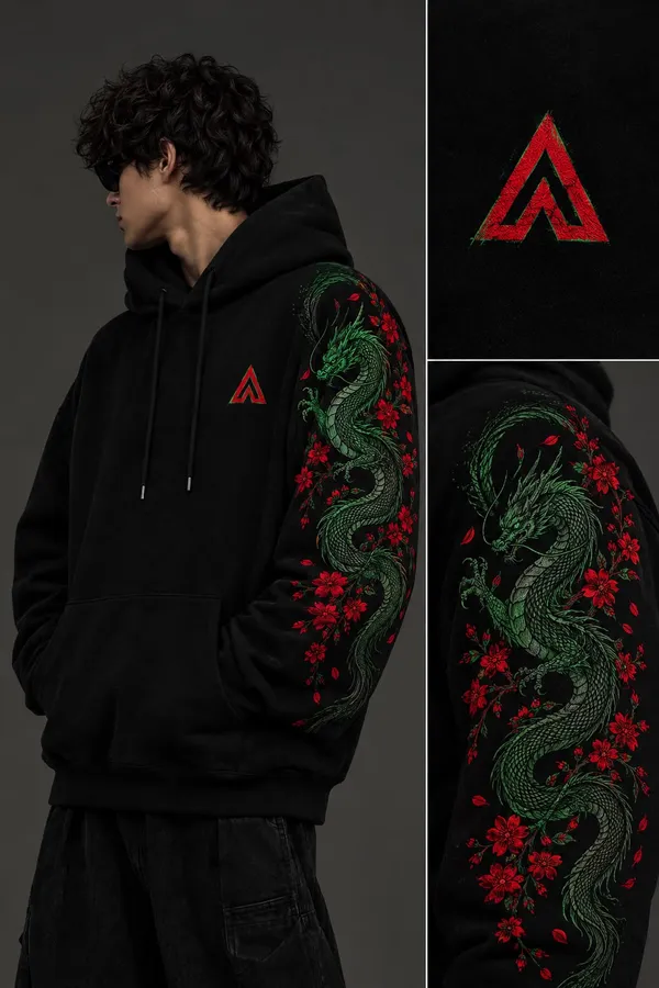 Black_Cotton_Relaxed_Fit_Dragon_Print_Pullover_Hoodie_For_Unisex