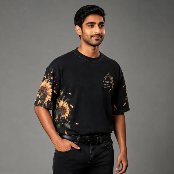Black_Cotton_Regular_Fit_Floral_Printed_T-Shirt_For_Unisex